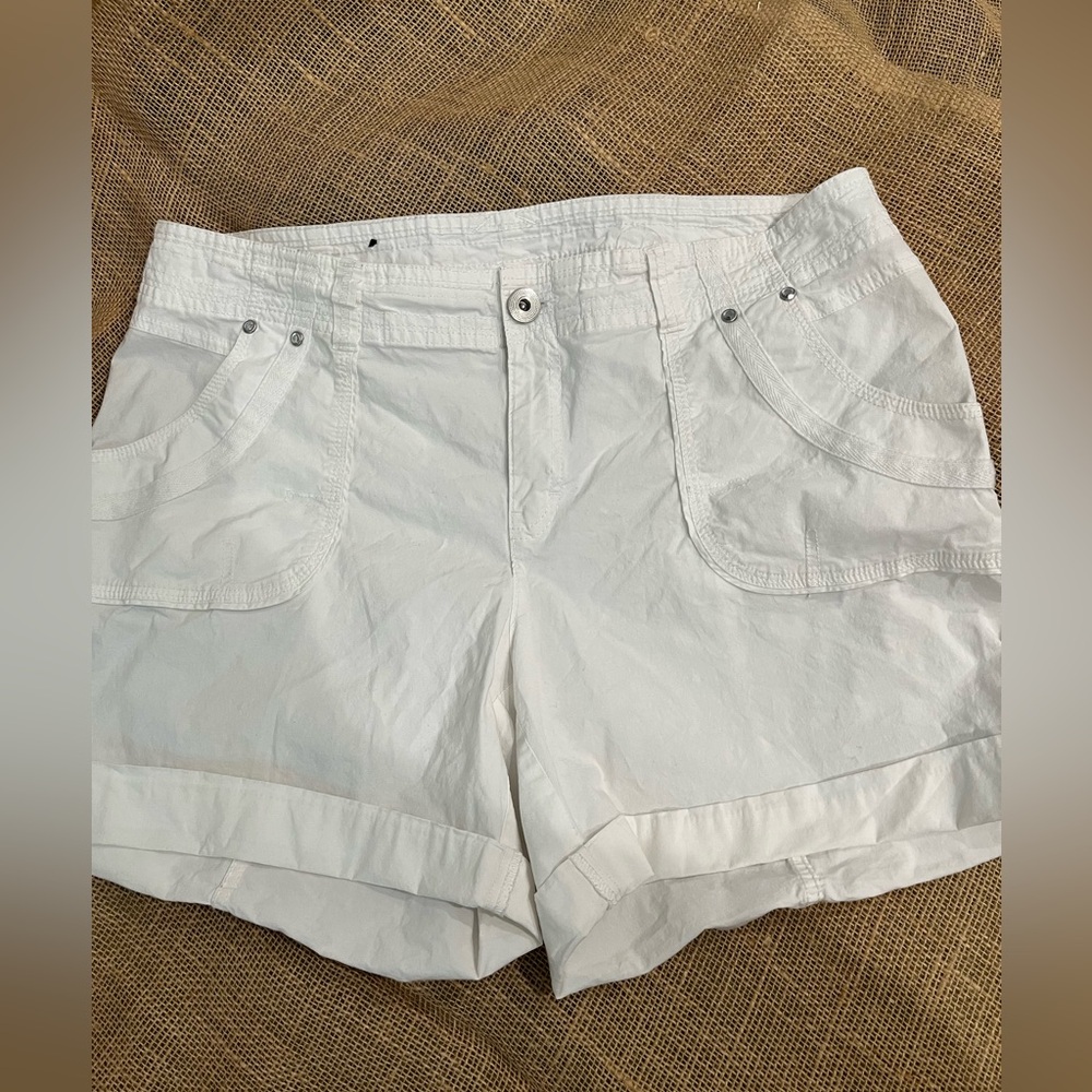 Women's White/rhinestones Casual Cotton Shorts